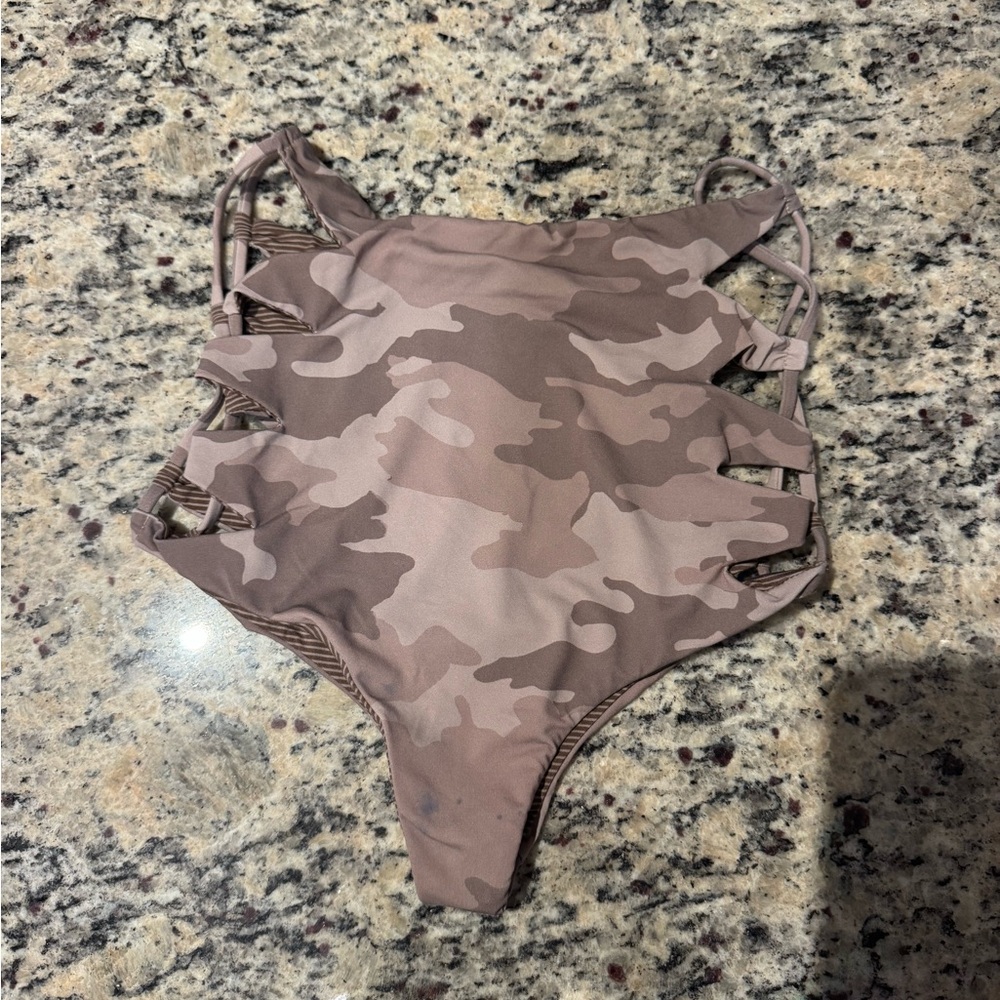 FLAWED Acacia Swimwear Brown Camo High waisted bottoms